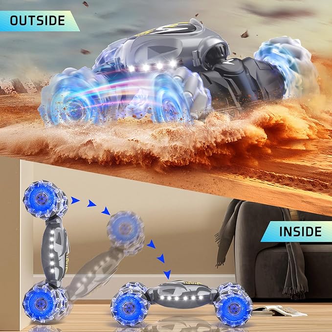 RC Cars 2.4Ghz 4WD New Gravity Gesture Sensing Remote Control Car Toys Stunt Twist Truck Toys for 6-12 yr Boys &amp Girls RC Drift Car with Light Music Best Gift for Kids Age 7 8 9 10 11 yr