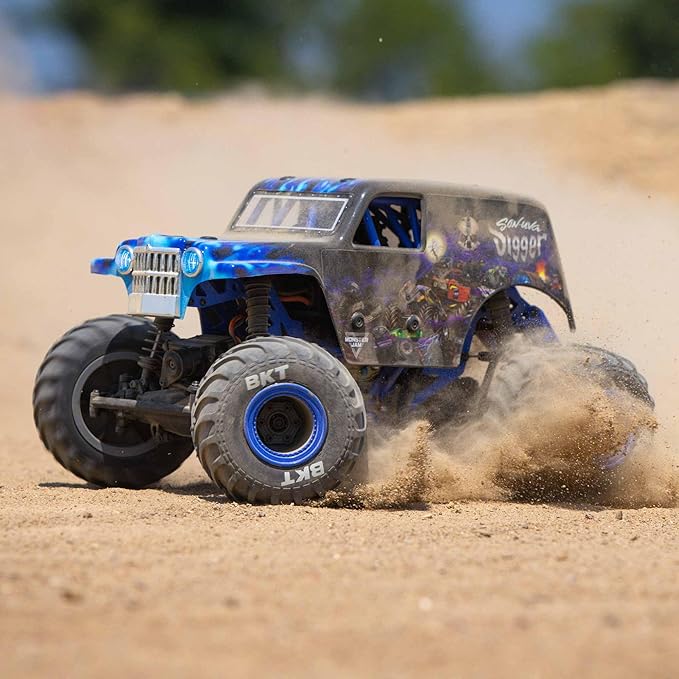 Losi 1/18 Mini LMT Son Uva Digger 2S 4X4 RTR Brushed Monster Truck Battery &amp Charger Included Blue LOS01026T2