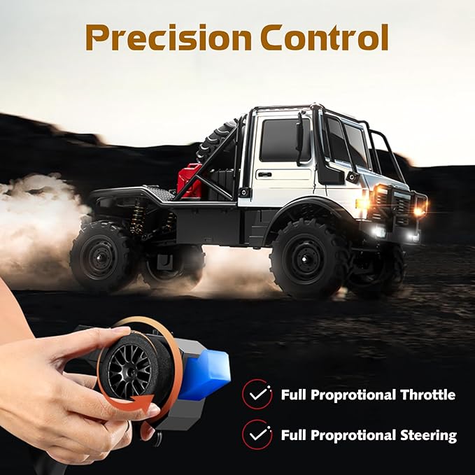 1/18 RC Semi-Truck for Adults MN-333 Unimog Off-Road RC Rock Crawler 4WD RC Truck RTR Transport Car Alloy Model for Hobby Toy Gifts (Green)