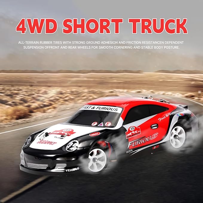 WLtoys K969 RC Car Upgraded 500mah Battery x 3 1/28 Scale 4WD 30KM/H High Speed RC Racing Drift Car for Kids and Adults with Gift Box