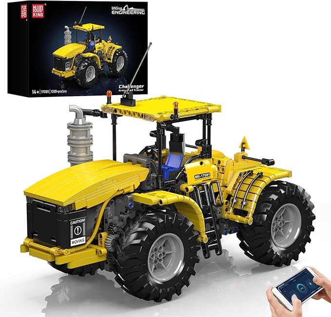 Mould King 17081 Tractor Technique Building Set 4x4 Toy Car Challenger Articuated Tractor Construction Vehicle Toys DIY Engineering Model Sets for Age 14+/Adult(1300 Pieces)