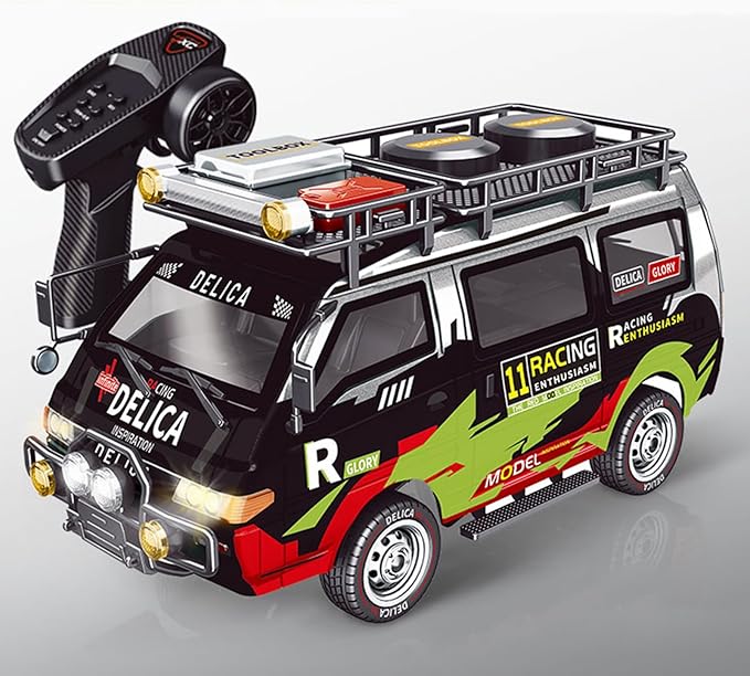 1/24 RC Crawler 4WD Delica RC Car W/ 2.4GHz Remote Mitsubishi RTR Offroad RC Truck for Adults Hobby Gifts Toys (Black)