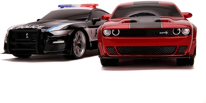 Jada Toys Hyperchargers 1:16 2020 Ford Mustang Shelby GT500 &amp 2019 Dodge Challenger SRT Remote Control Car Toys for Kids and Adults