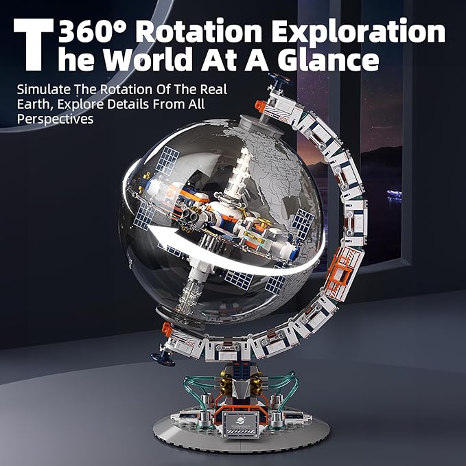 Space Station Globe Building Set for Students 360° Rotatable Educational Toys for Science Experiments with Dual Illumination Modes 21332 STEM Toys Gift for Teens 8-14 Years (657 Pieces)