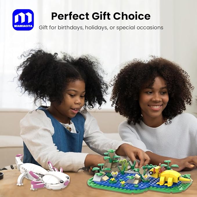 Axolotl Toy Building Set Axolotl Doll Figures with Grass and River Scenery Accessories Building Kits Axolotl Toys A Gift for Kids Boys and Girls Ages 6 and Up