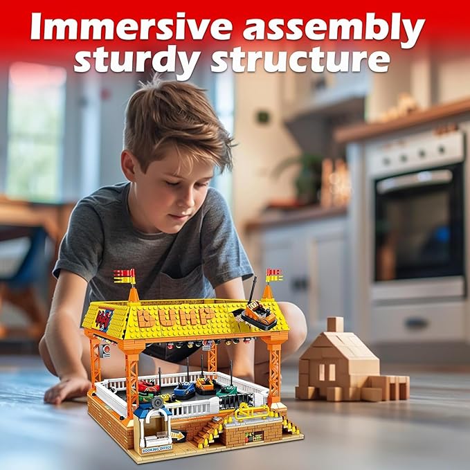 Sosuy Bumper-Cars Building Set Toys for Boys Electric Control Race Car City Amusement Park Construction Birthday for Adult Teen Girl Kid Age 8+ Architecture Theme Display 1840pcs
