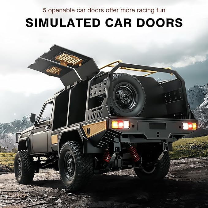 1/12 Scale RC Crawler MN-82S LC79 RTR RC Truck 4x4 Off Road Vehicles 2.4GHz RC Rock Crawler Car with LED Lights 7.4V 1200mAh Battery for Adults Hobby Toys (Silver)