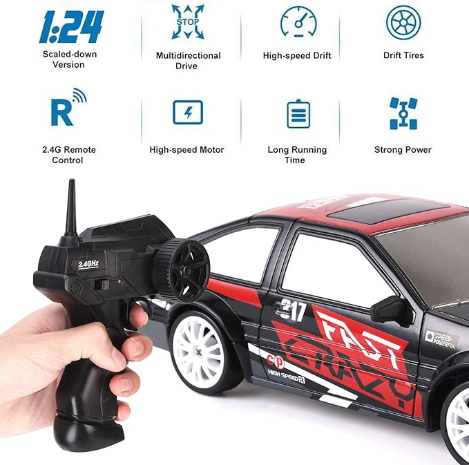 Liberty Imports RC Drift Car 1/24 2.4GHz 4WD Remote Control Sport Racing On-Road Vehicle with LED Light Batteries and Drift Tires (Style 4)