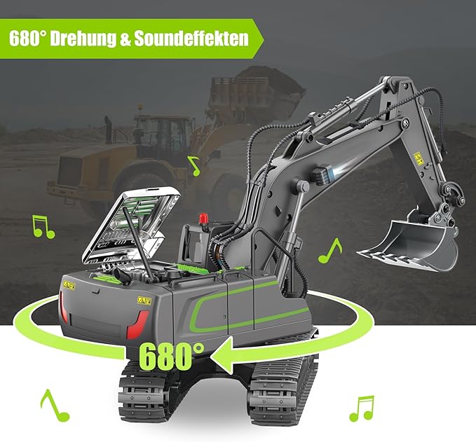 PREPOP Remote Control Excavator Toy for 6-12 yr Boys Best Birthday Gifts for Kids 6 7 8 9 10 11 Year Old Green