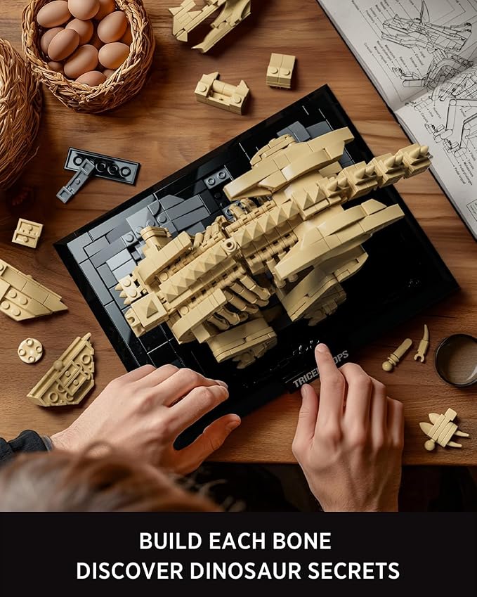 Nifeliz Triceratops Fossil Model Set Dinosaur Skeleton Building Set for Adults and Collectors Ideal Gift for Fossil Lovers (798 PCS NF10351)