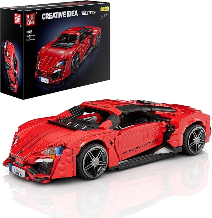 Mould King Car Building Sets 1:12 Scale Red Sports Vehicle Model 10117 Collectible Toys Building Kits Build and Display Construction Set for Adults Aged 14+ (1311 Pieces)