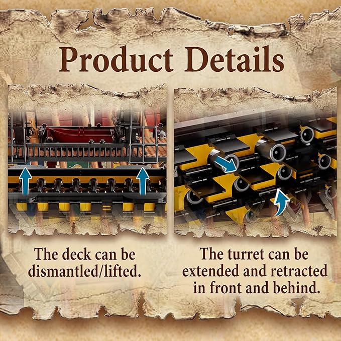 Endeavor Pirate Ship Model Building Set Length 84cm Movie Themed Scenes with Sail Cannons &amp Movable Parts for Film Fans Adult Collectors Building Sets 2475pcs