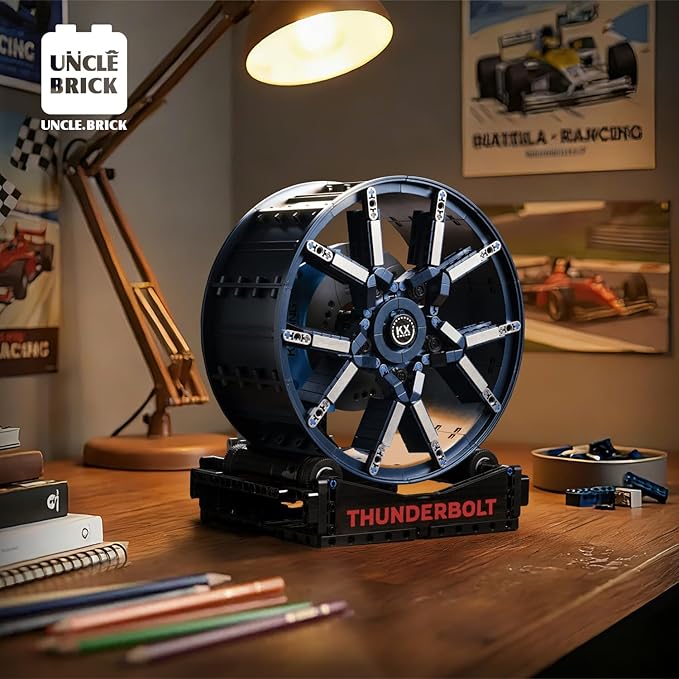 Sports Car Wheel Building Block SetCar Wheel Model Toy Kitwith Power Motor and Lighting ComponentsSTEM Toy for Aged 8-13Birthday Living Room Or Office Decorations