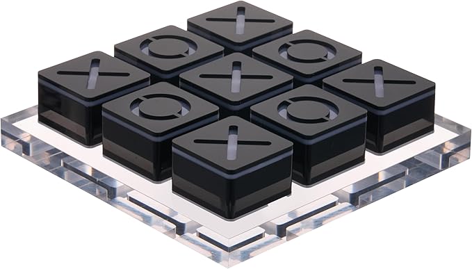 Modern Tic Tac Toe for Home Decoration Black Acrylic XO with Clear Base Decorative Tic Tac Toe Table Top Decoration Coffee Table Decor X/O Board
