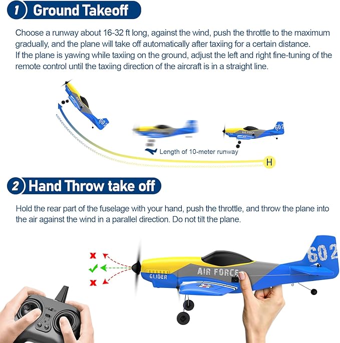 RC Plane 3 Channel RC Airplane 2.4GHz with 2 Batteries 6-axis Gyro Stabilizer Easy to Fly for Beginners Adults and Kids (P-51D)