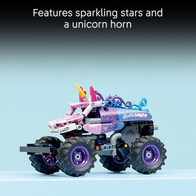 LEGO Technic Monster Jam Sparkle Smash Pull-Back Truck Toy for Boys &amp Girls - Monster Truck Building Toy W/Pull-Back Racing Action for Kids Ages 7+ - Gift Idea for Birthdays - 42220