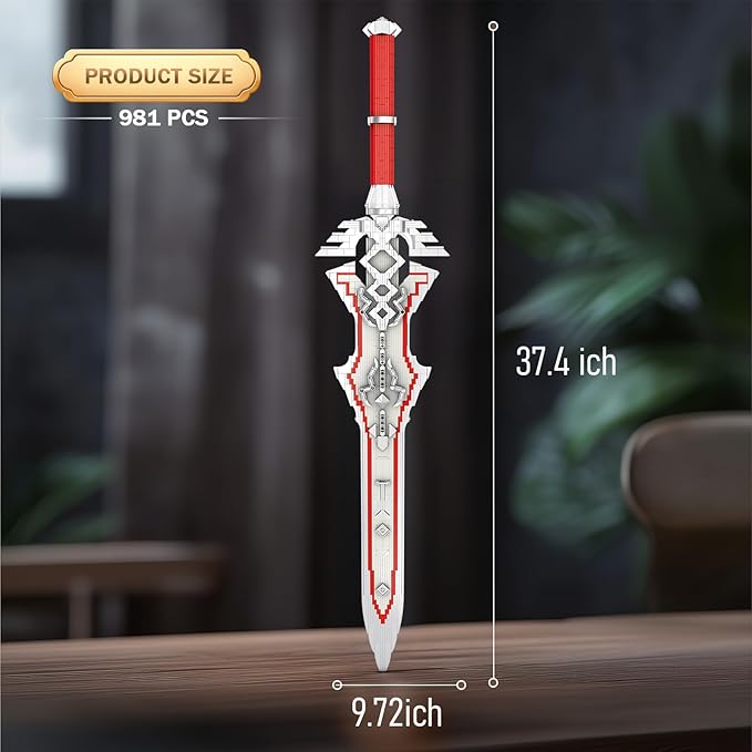 Reobrix Sword Building Sets for Adults Cool Royal Claymore 99015 Collectible Build and Display Model Anime-Style Cosplay Toy Sword Home Office Decor Gifts for Classic Game Fans Boys 14+ (981 PCS)