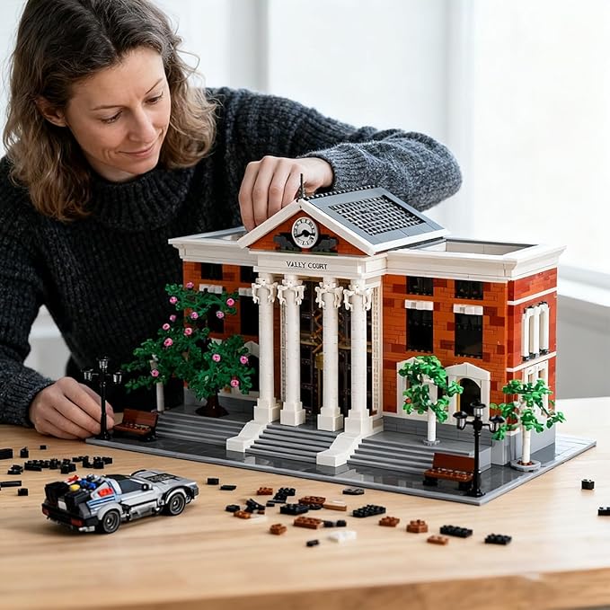 Valley Court Architecture Building Blocks Set with 2-StoryRetro Futuristic Courthouse Mall – with Flying Car &amp Modular Architecture Building Blocks(4269PCS)
