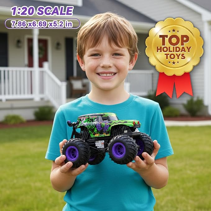 Gohero Monster Trucks for Boys Age 4-7 2.4Ghz RC Zombie Monster Truck Toys with Stunt 360°Spin &amp Drift 1:20 Scale Remote Control Car with Light &amp Sounds Gift for 3 5 6 8 Year Old Boys&amp