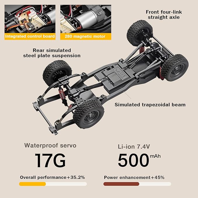 MN82 RC Rock Crawler 1/12 MNRC RC Crawler 4x4 Toyota LC79 Off Road RC Pickup Truck 4WD 2.4GHz RC Climing Car RTF with LED Lights for Adults