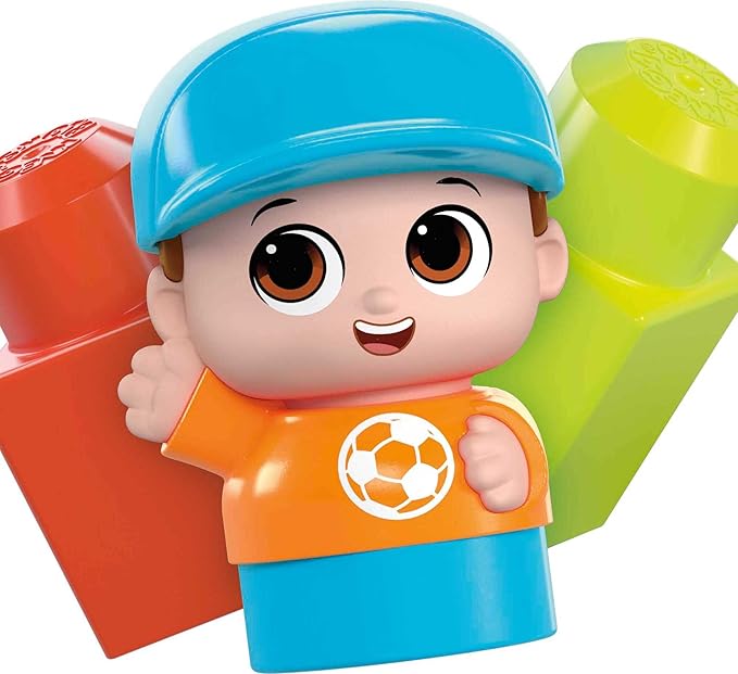 Mega Bloks First Builders Toddler Building Toy Set Block Spinning Wagon with 20 Pieces and Storage 1 Figure Ages 1+ Years