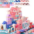 115 Pcs Wooden Building Blocks Toy Set for Kids City Construction Stacker Stacking Preschool Learning Educational Toys Gifts for 3+ Boy Girl Toddler