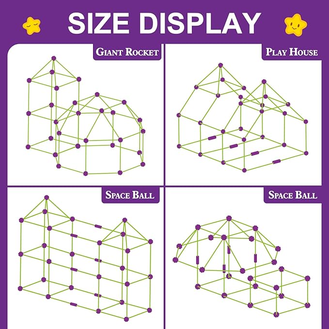Fort Building Kit for KidsSTEM Construction Toys Educational Gift for 3 4 5 6 7 8 9 10 11 12 Years Old Boys and GirlsUltimate Creative Set for Indoor &amp Outdoors Activity140 PcsPurple