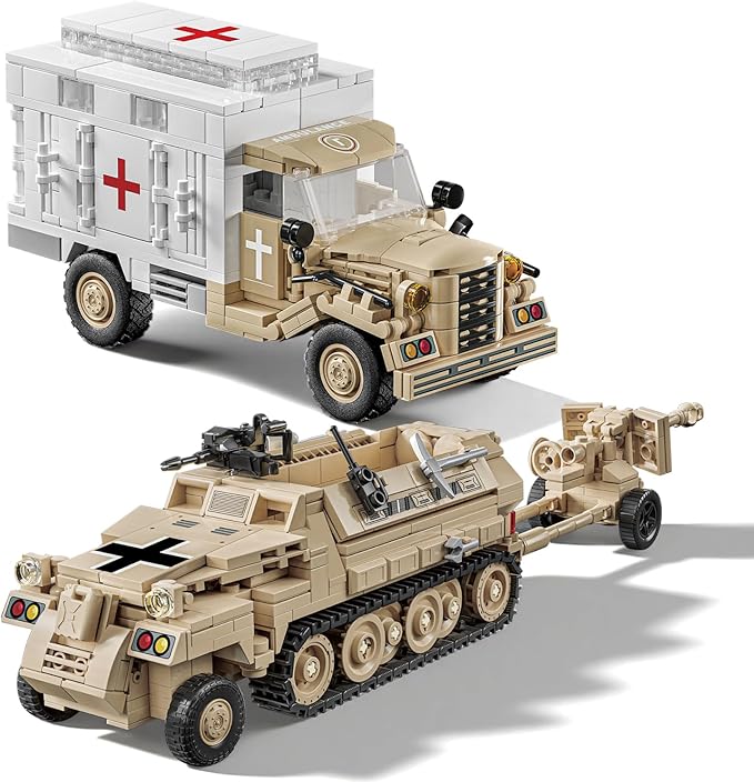 WWII Military Vehicle Opel Blitz Truck &amp Armored Halftrack Building Toy Compatible with Lego Military Set Great Gifts for Adults &amp Kids Age 8+ (994PCS)