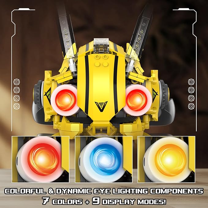 5-in-1 Remote Control STEM Robot Building Kit with LED Light – Transformable Models Eco-Friendly Rechargeable App-Controlled Engineering Toy for Kids 6+ (673PCS)
