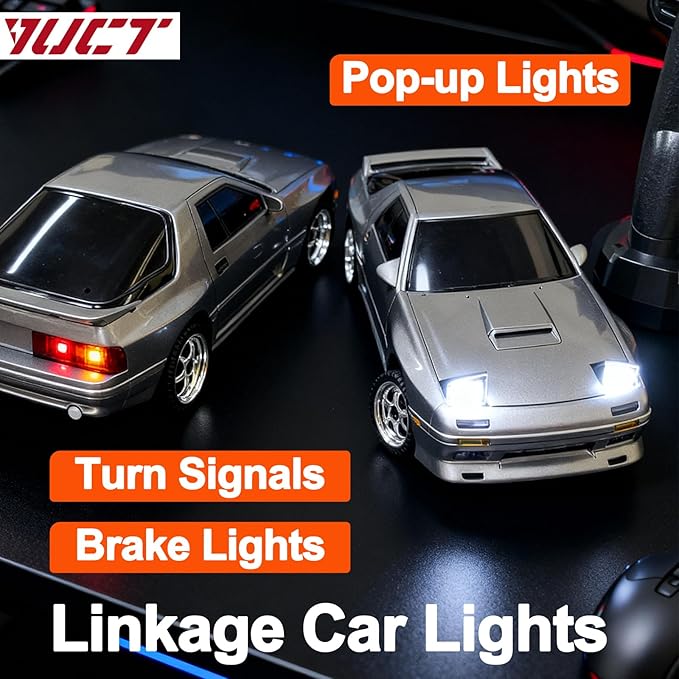 YUCT LDRC LD1802 1/18 RC Drift Car Silver High-Speed Drifting with Gyro Two Batteries Replacement Tires
