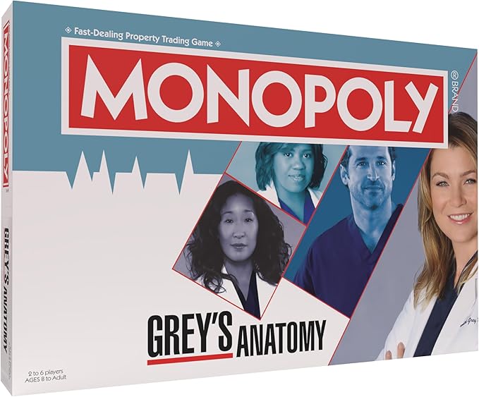 Monopoly: Grey's Anatomy Board Game | Featuring Ferry Boat Clipboard Scrub Top and More | Buy Sell Trade Iconic Doctors from Miranda Bailey to Meredith Grey | Officially Licensed Collectible