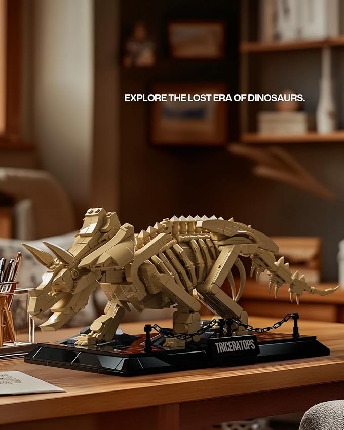 Nifeliz Triceratops Fossil Model Set Dinosaur Skeleton Building Set for Adults and Collectors Ideal Gift for Fossil Lovers (798 PCS NF10351)