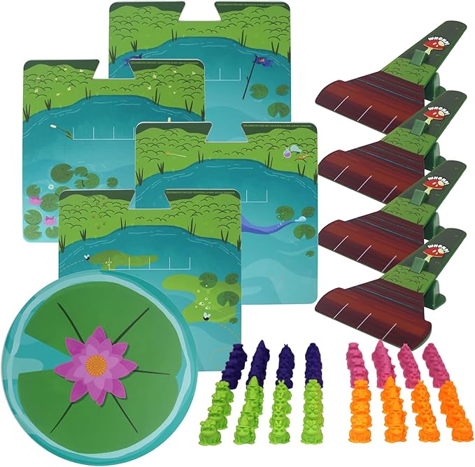 Frogs on Logs – A Fast-Paced Frog-Launching Board Game for Kids &amp Families – Match Aim &amp Launch Frogs – 2-4 Players Ages 8+ – Fun Family Game for Boys &amp Girls