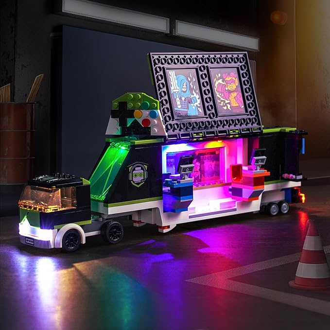 Upgraded Led Light Kit Compatible with Lego City Gaming Tournament Truck Building Toy Set Compatible with Lego 60388 Gift Idea for Boys Girls and Kids (Model Not Included)
