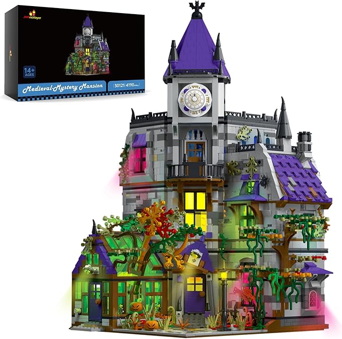 JMBricklayer Medieval Castle House Building Set for Adults Ideas House Model Toy Construction Set with LED Lights Medieval Mystery Mansion Collectible or Home Office Decor Gift for Adult 30121