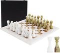 Marble Chess Set for Adults 15 Handmade White &amp Green Onyx Board Game with 32 Chess Pieces 2 Extra Queens &amp Storage Box Luxury Travel Game – Elegant Home Décor