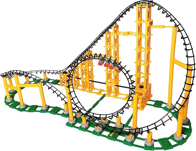 CDX Blocks: Sidewinder - 825 Pieces Building Brick Set Gravity Powered Looping Coaster Model Promotes STEM Learning
