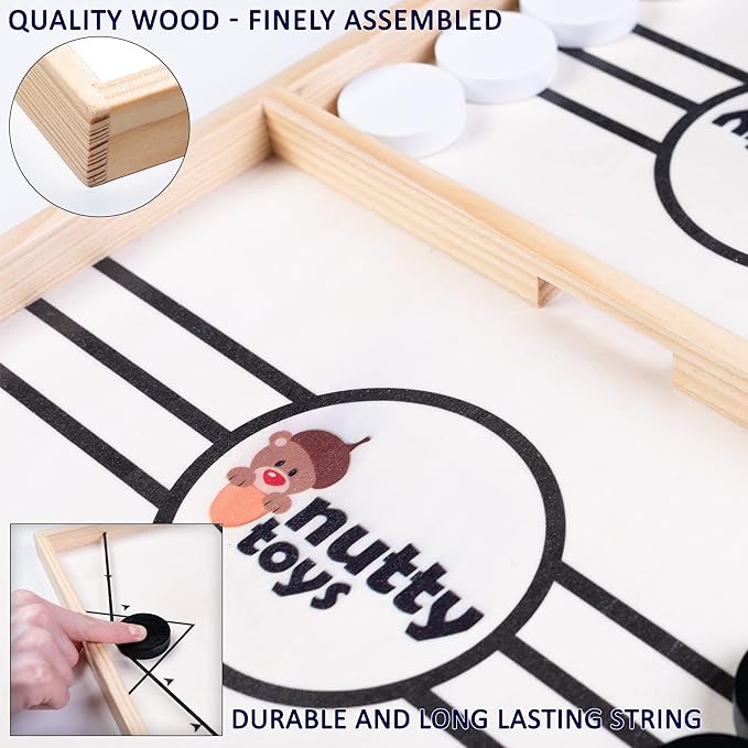 Nutty Toys Sling Puck Family Game XL - Fast &amp Rapid Tabletop Table Battle Top Xmas Gift 2025 Unique Kids &amp Adults Christmas Stocking Stuffer Idea Best Teenage Girl Teen Boy &amp Tween Hol