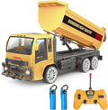 Remote Control Dump Truck for Kids 2.4GHz RC Construction Vehicle with LED Lights 45° Dumping Function 2 Rechargeable Batteries Toy Truck for Boys Girls 3 4 5 6 7 8 Years Old