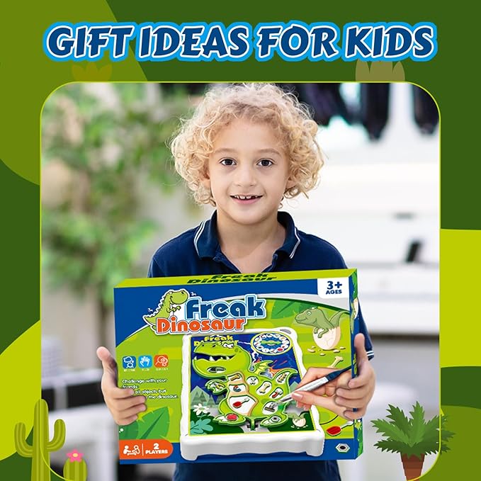 Dinosaur Operate Board Game for Kids Ages 3-8–Fine Motor Skill Toy with Vibration–Educational Hands-On Activity for Boys and Girls–Interactive Family Game for 1 or More Players–Gift for Christmas