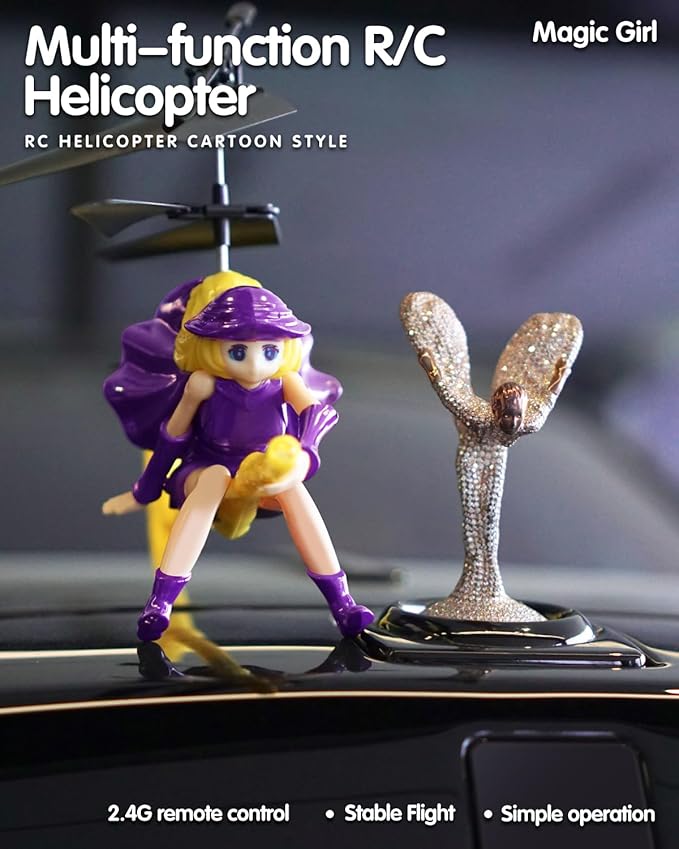 LM16-A RC Helicopter Flying Witch Drone Toys for Girls with LED Lights Indoor/Outdoor Remote Control Helicopter Christmas Birthday Gifts for Kids Boys Girls Age 6-8 9 10 11 12+(Purple)