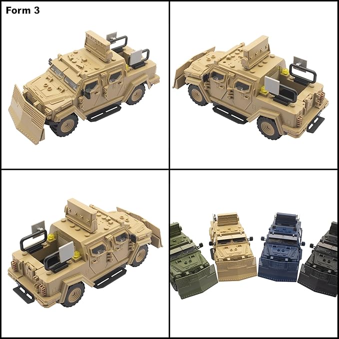 Military Vehicle Building Toy Armored Vehicle Building Block Toy Army Battle Brick Military Car Model Toys for Age 6 7 8 9 10 11 12+ Accessories Compatible with Major Mini Figure (Desert Color)