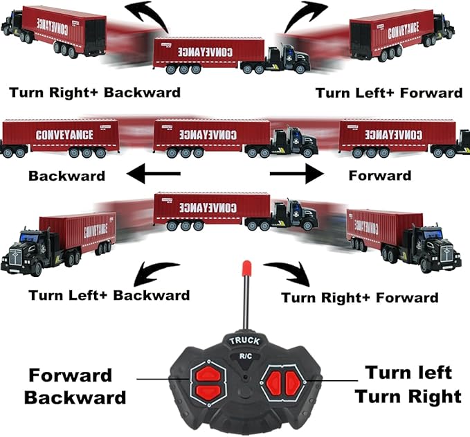 Remote Control Semi Truck with Trailer 14 1:48 Trailer Truck Toy Equipped with 2 Rechargeable Batteries Gifts Ideas for Boys Age 3-8 Year Old