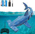 Remote Control Shark for Pool｜1:18 RC Shark &amp Dual Motors｜One-Touch Dive to 5 ft｜LED 2.4GHz Waterproof RC Submarine Hammerhead Shark Toy｜ Pool Party Gifts for Boys Ages 6-12(Cyan 2 Batteries)