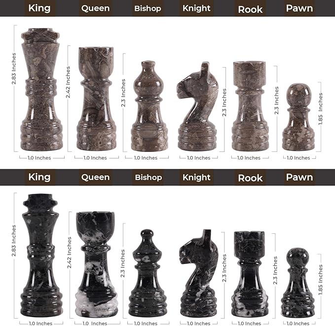 Marble Chess Set for Adults with Complementary Storage Box 15 Oceanic &amp Black Handmade Chess Board Game with 2 Extra Queens Unique Gift &amp Home Décor