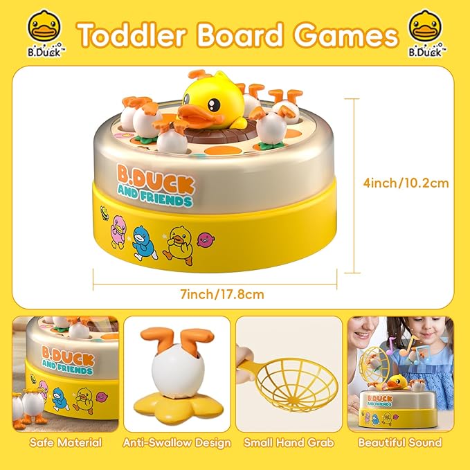 BDUCK+ Board Games for Toddlers Kids Toys Jumping Ducks Game for Kids 4-8 2 Players Family Board Game Interactive Educational Toy for Boys Girls Birthday Gifts for Age 3 &amp Up