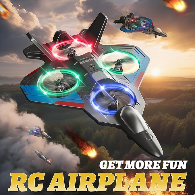 Foam Remote Control Airplanes with 3 Batteries RC Plane Airplane Toys for Boys Kids Adults Beginners 4-8 8-12 12-16 RC Planes Fighter Jet Helicopter Drones for Kids Adults 360° Flip Easy to Fly