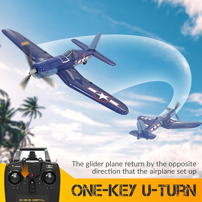 RC Plane 4-CH Remote Control Airplane F4U Corsair RTF Aircraft with One-Key Aerobatic and 6-axis StabilizerReady to Fly RC Airplane for Beginner Ideal Gift for Adults