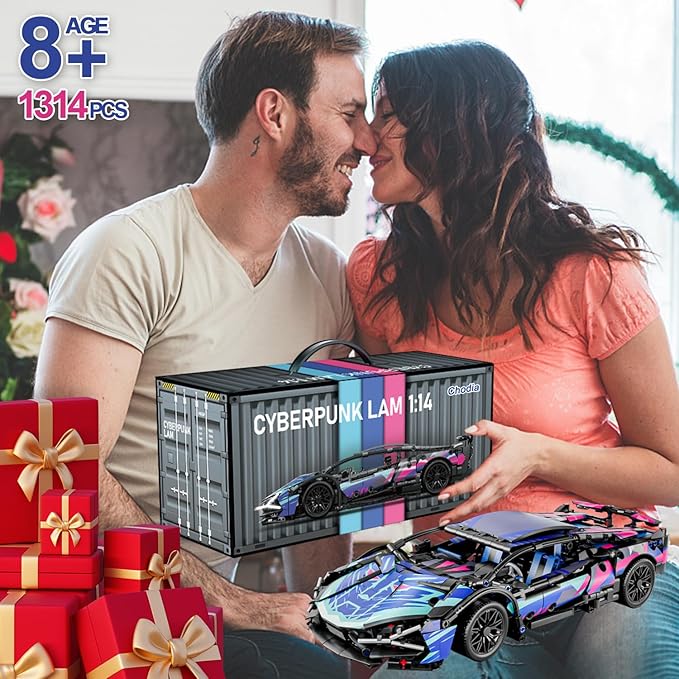 Sport Race Car Building Block Sets for Adults BoysRemote Control APP Supercar Toys Kits with LED Lights 1:14 Collectible MOC Contruction Birthday Gift for Teens Age 8-12 12-1614 14+(1314 PCS)