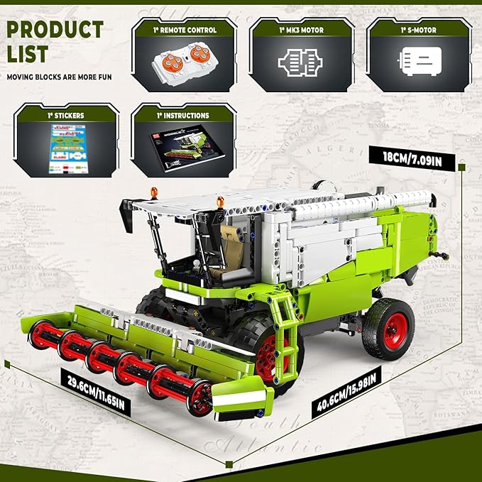 Mould King 17014 Wheat Harvester Building Blocks Set Tractor Truck Building Kit with Motor Farm Truck Construction Vehicles Toys DIY Assembly STEM Car Model for Adults (1265 PCS)